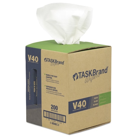 Hospeco TASKBrand V40 Heavy Weight DRC Wipers, 1-Ply, 10 x 12, Unscented, White, 200/Roll N-V040CGW